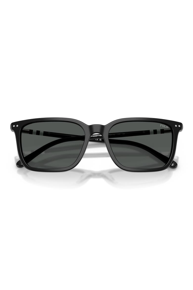 PH4226F 53mm Rectangle Sunglasses, Alternate, color, SHINY BLACK / DARK GREY