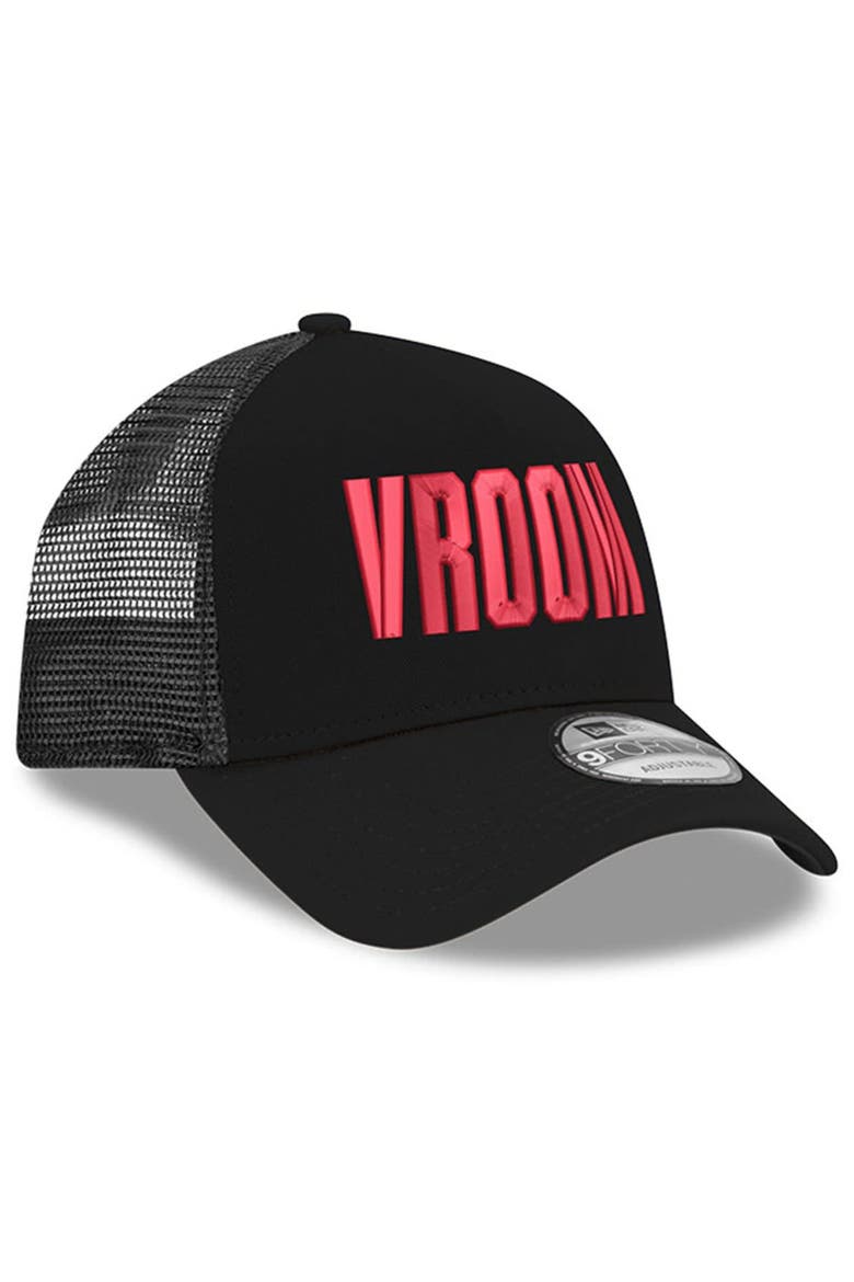 Men's New Era Black NASCAR Vroom 9FORTY A-Frame Adjustable Trucker Hat, Alternate, color, Black