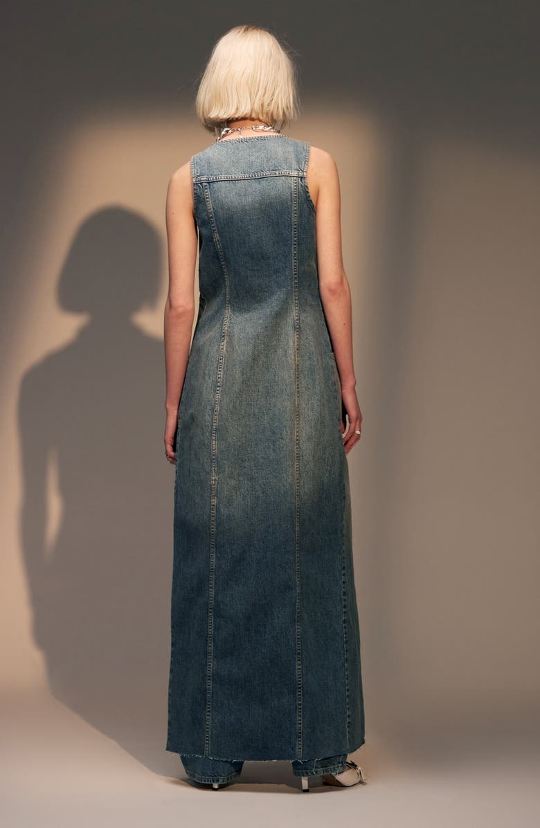 Topshop Sleeveless Denim Maxi Dress, Alternate, color, 