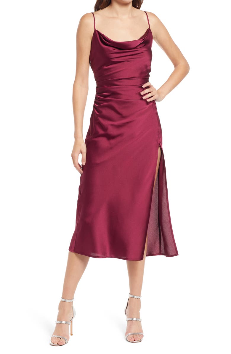 FLORET STUDIOS Ruched Slipdress, Main, color, 