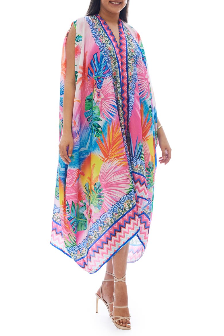Flamingo Cover-Up Ruana, Alternate, color, PURPLE