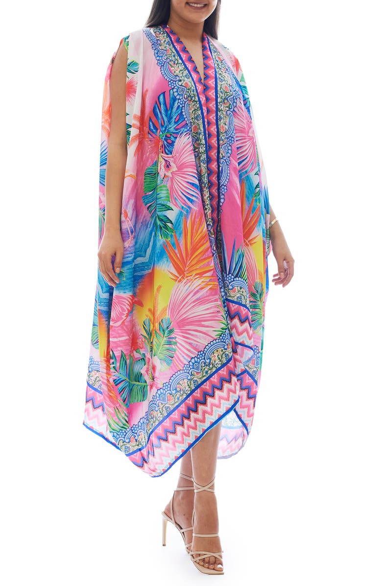 RANEES Flamingo Cover-Up Ruana, Alternate, color, Purple