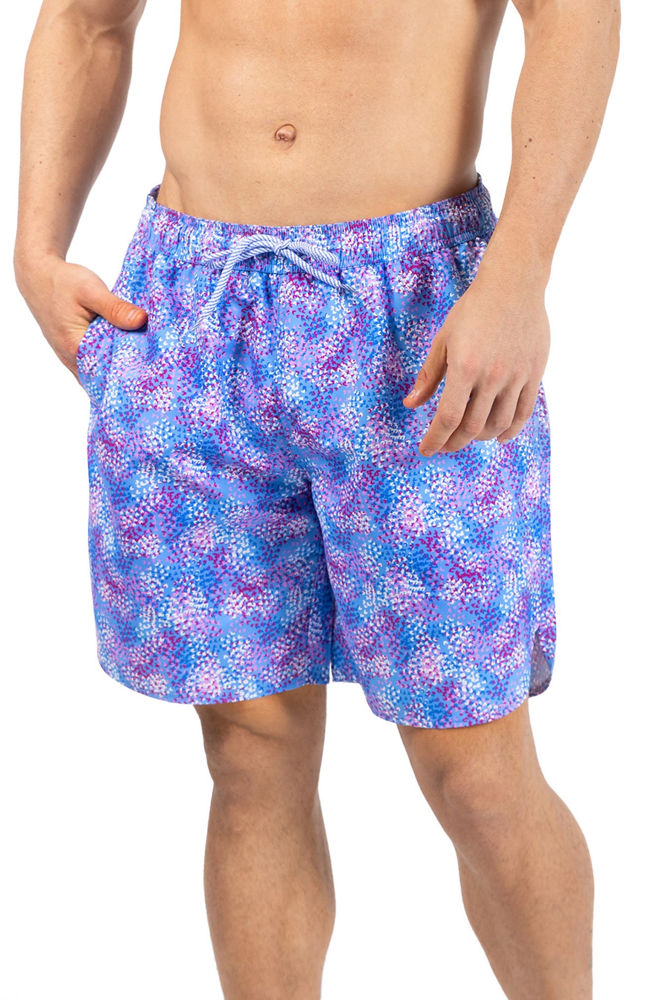 TailorByrd Brushstroke Print Swim Trunks