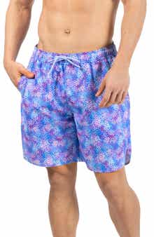TailorByrd Brushstroke Print Swim Trunks