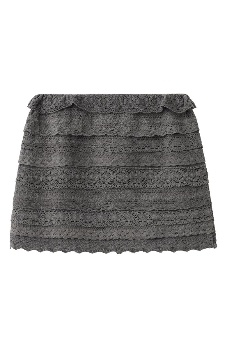 MANGO TEEN Crochet Tiered Ruffle Trim Miniskirt, Alternate, color,