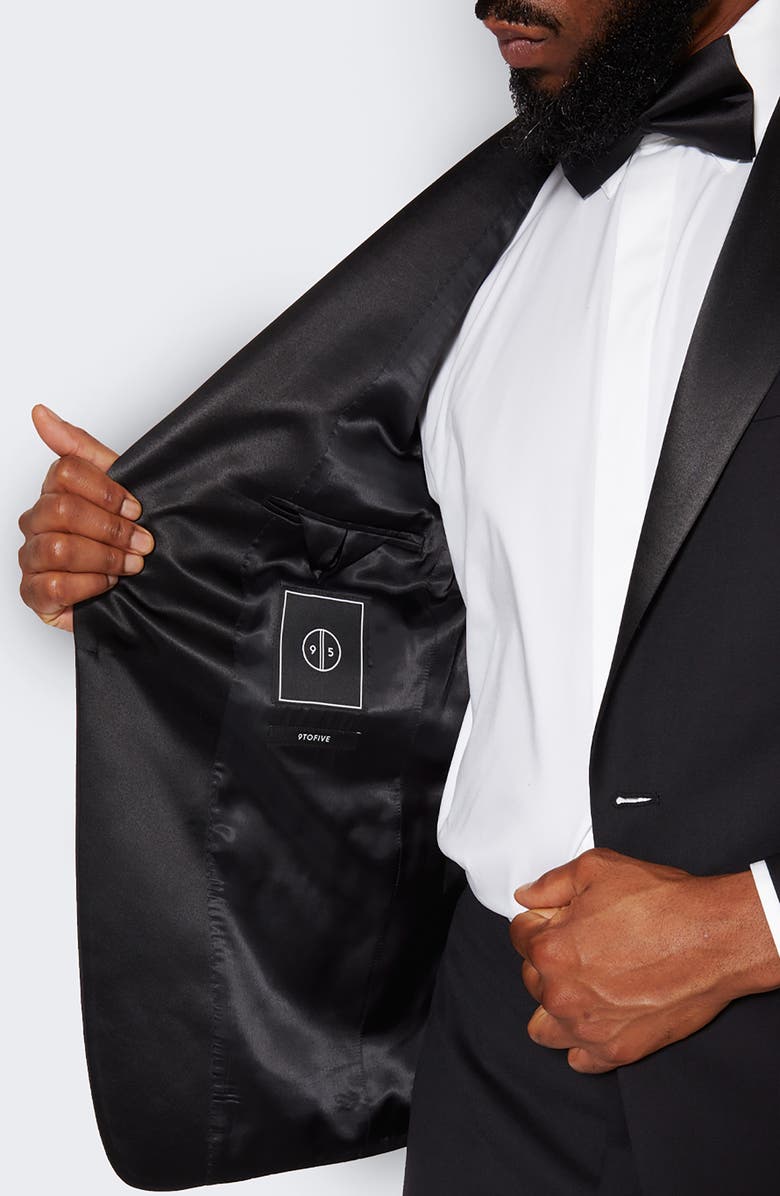 9tofive Shawl Lapel Solid Wool Dinner Jacket, Alternate, color, Black