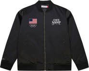 Mitchell & Ness Men's Mitchell & Ness Black Team USA Coach Snoop Satin Full-Zip Bomber Jacket
