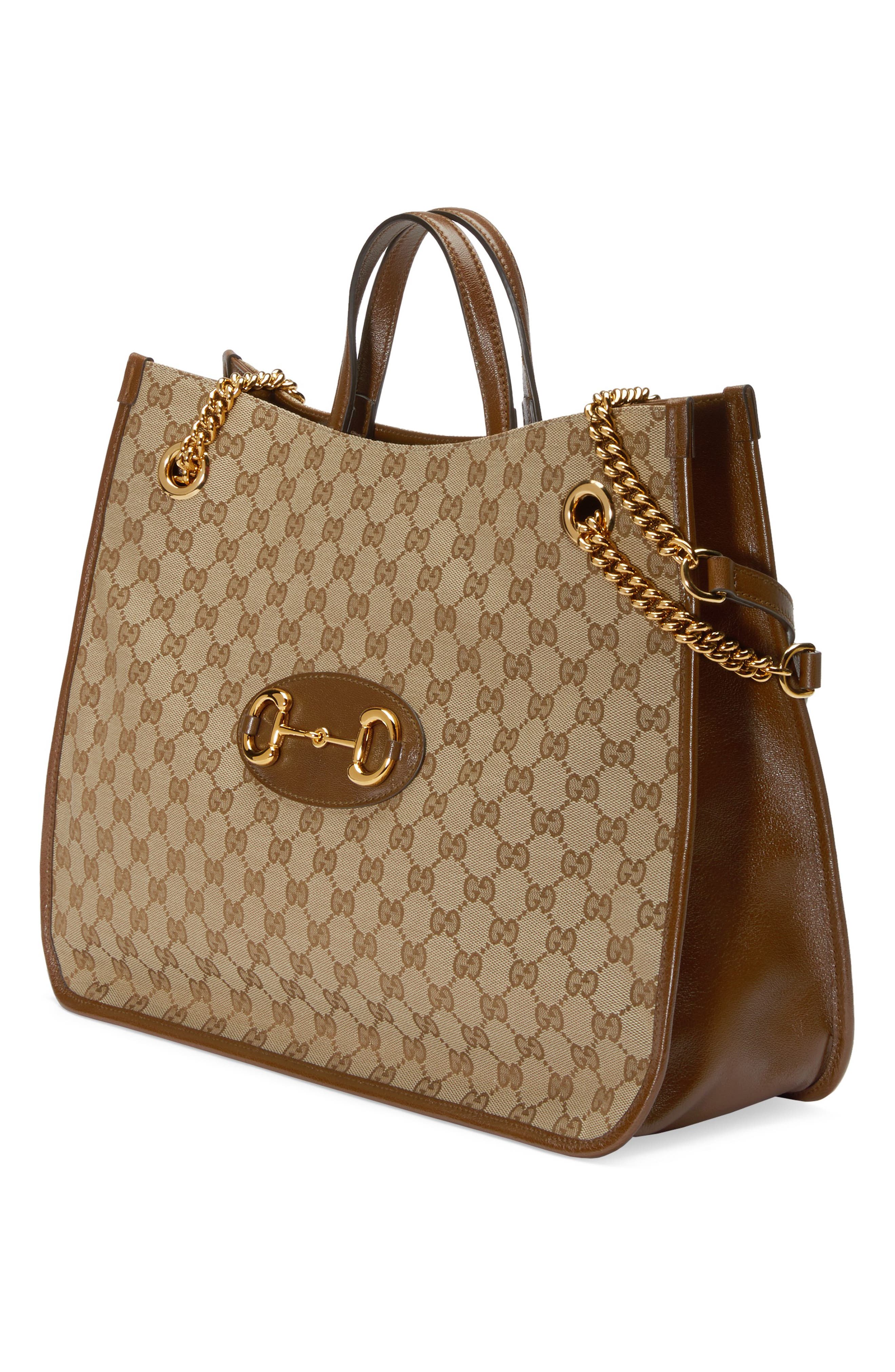 Large 1955 Horsebit Original GG Canvas Convertible Tote, Alternate, color, BEIGE EBONY/ BROWN SUGAR