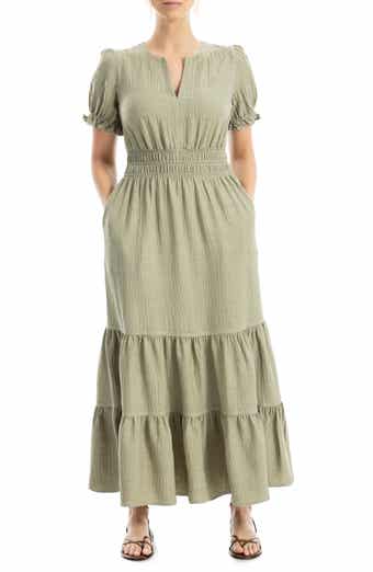 Tiered Crepe Maxi Dress