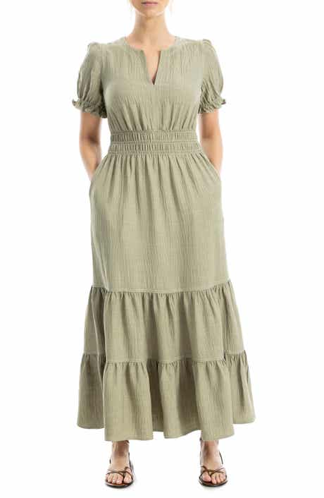 Tiered Crepe Maxi Dress