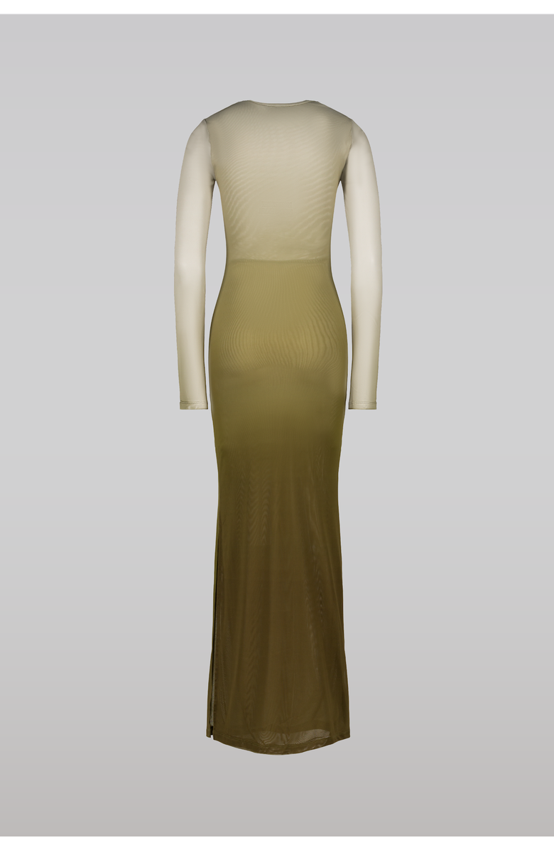 SAEMDI Gradient Mesh Dress, Alternate, color, Olive Green Gradient