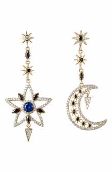 EYE CANDY LOS ANGELES CZ Sun & Moon Drop Earrings