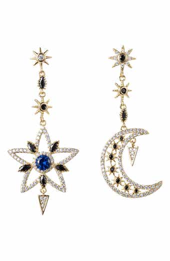Eye Candy Los Angeles CZ Sun & Moon Drop Earrings