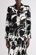 Dries Van Noten Floral Screenprint Jacquard Longline Blazer