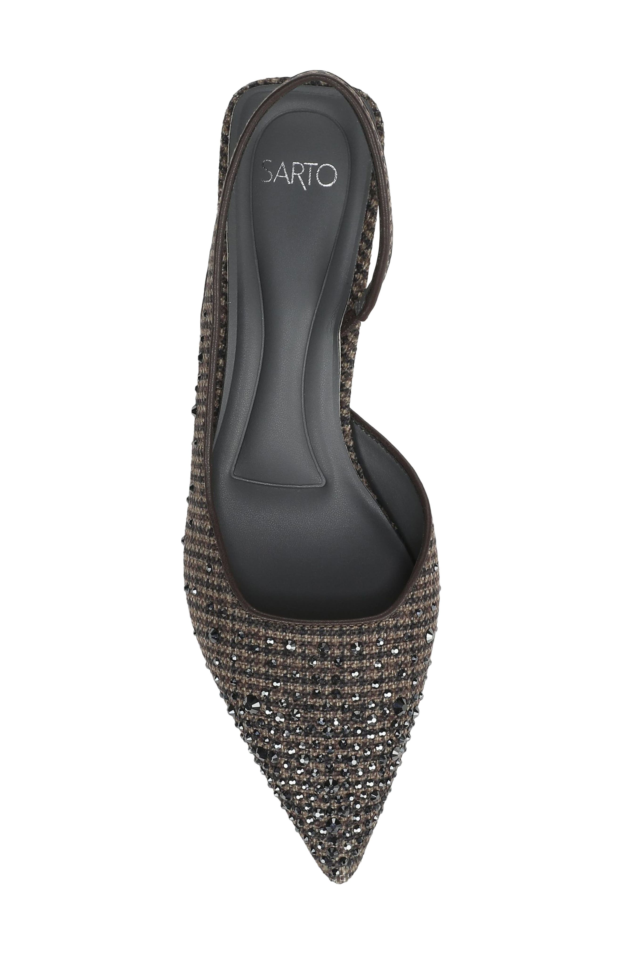 Devin Pointed Toe Slingback Pump, Alternate, color, BROWN FABRIC