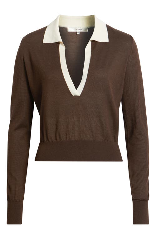 Frame Two-tone Long-sleeved Polo Shirt In Brown