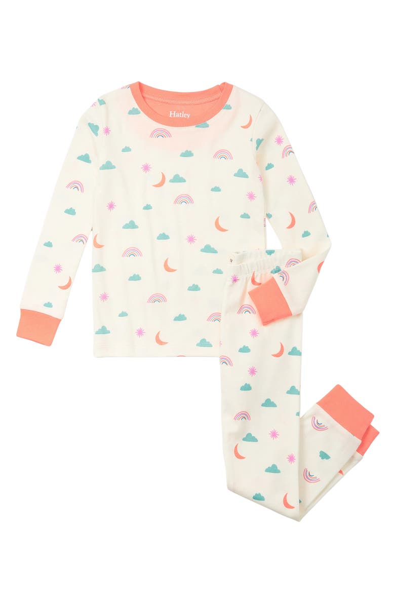 Hatley Kids' Charm Fitted Organic Cotton Two-Piece Pajamas, Main, color, 