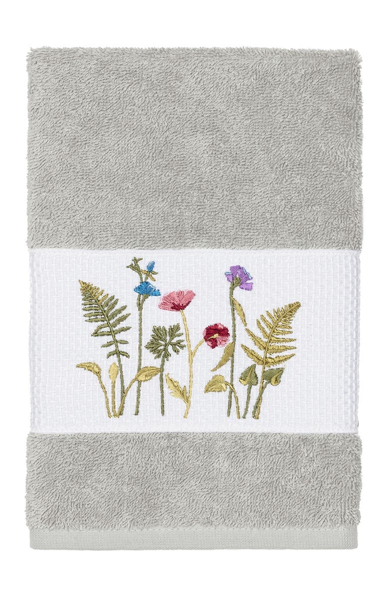 Linum Home Textiles Serenity Embellished Hand Towel - Light Grey, Main, color, Light Grey