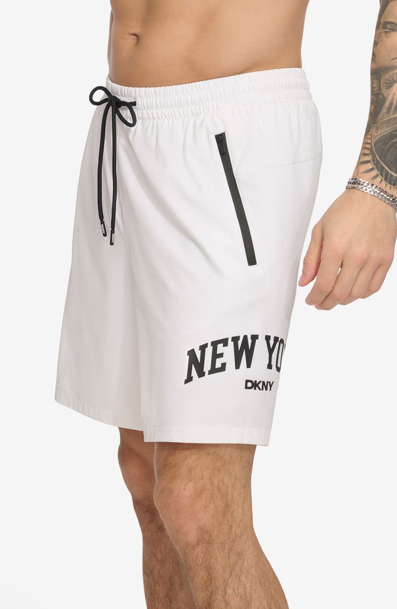 DKNY NY Core Volley Swim Trunks, Alternate, color, White