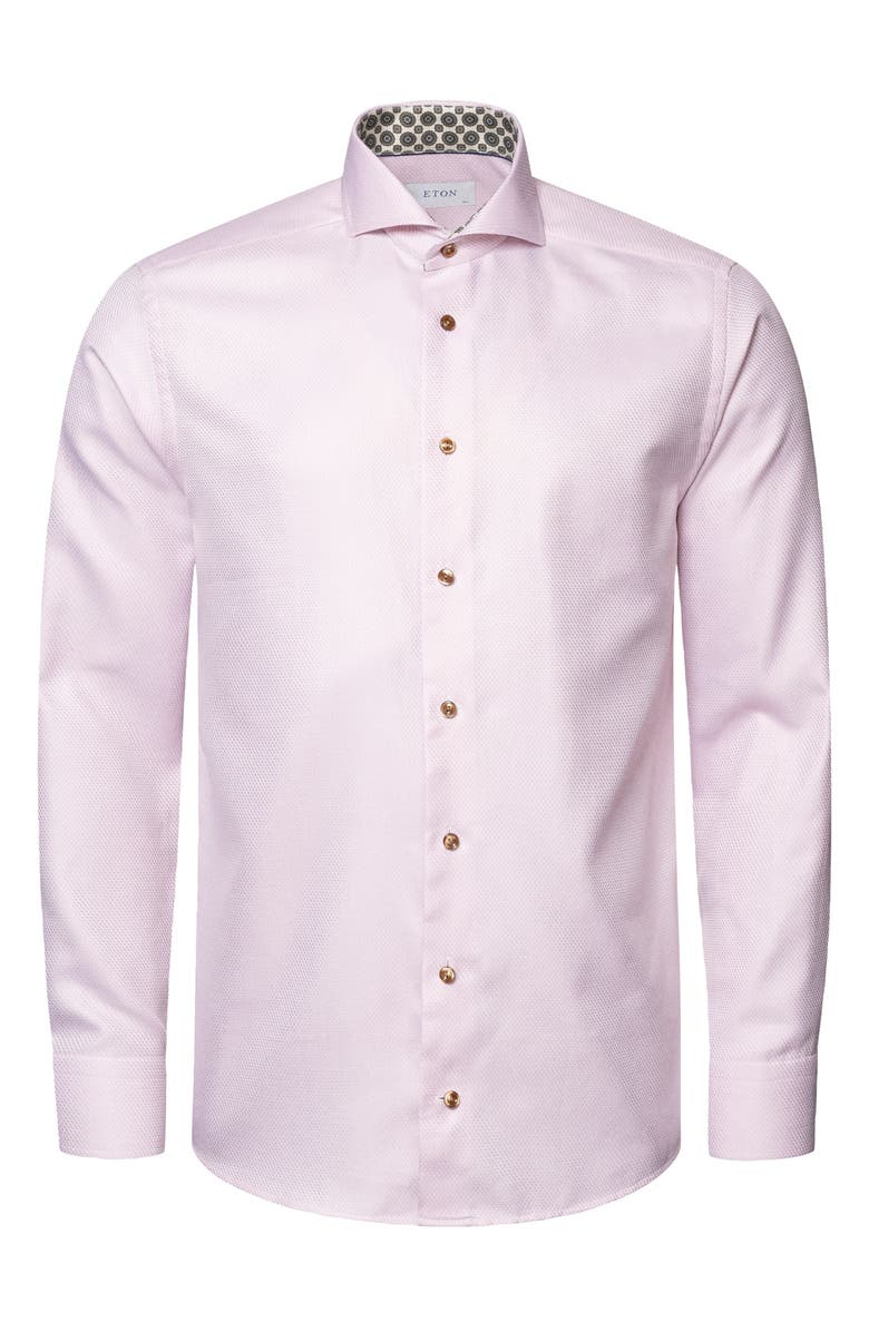 Eton Slim Fit Textured Solid Cotton Dress Shirt, Alternate, color, 