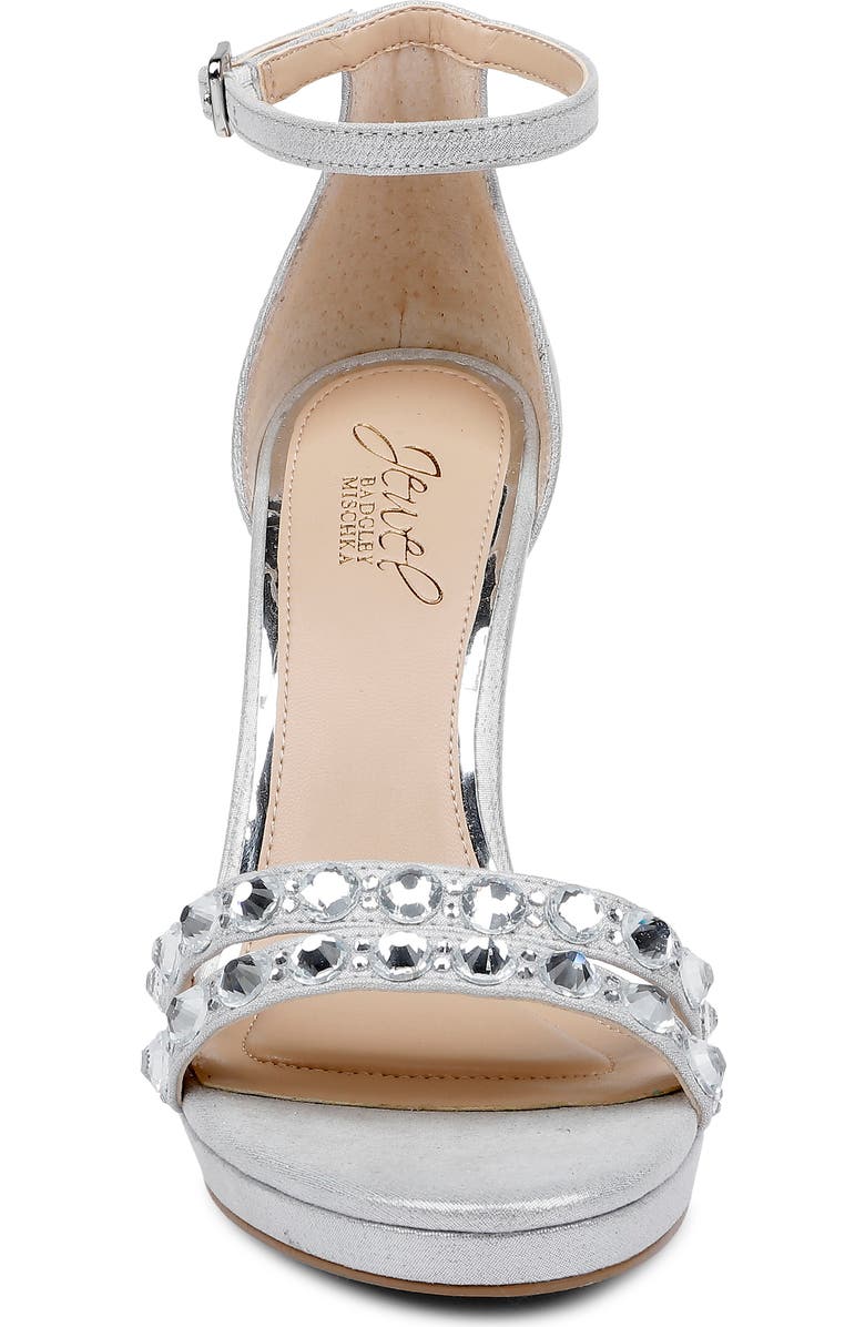 Jewel Badgley Mischka Hustle Ankle Strap Sandal, Alternate, color, Silv Met