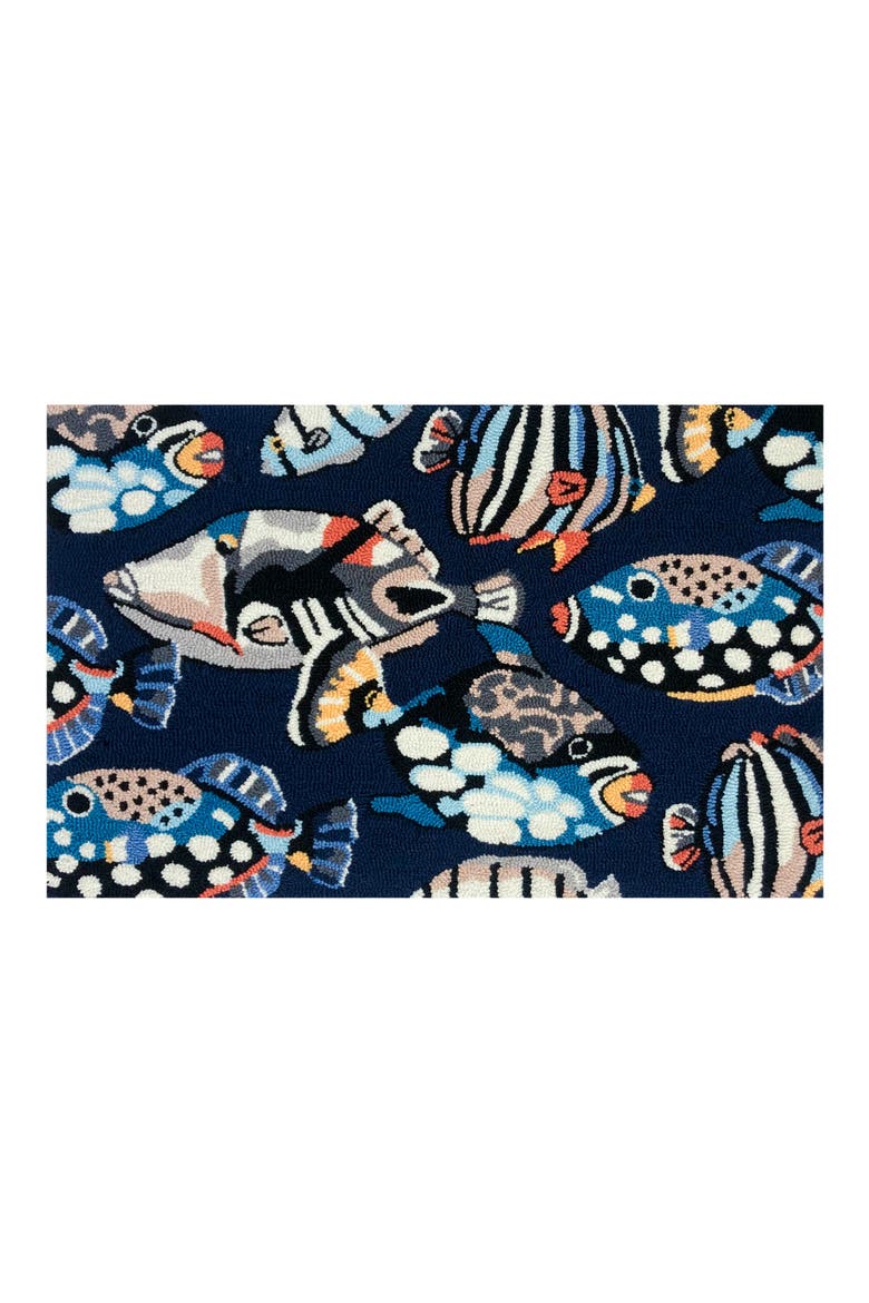 Fish Toss Indoor/Outdoor Doormat, Main, color, INDIGO MULTI