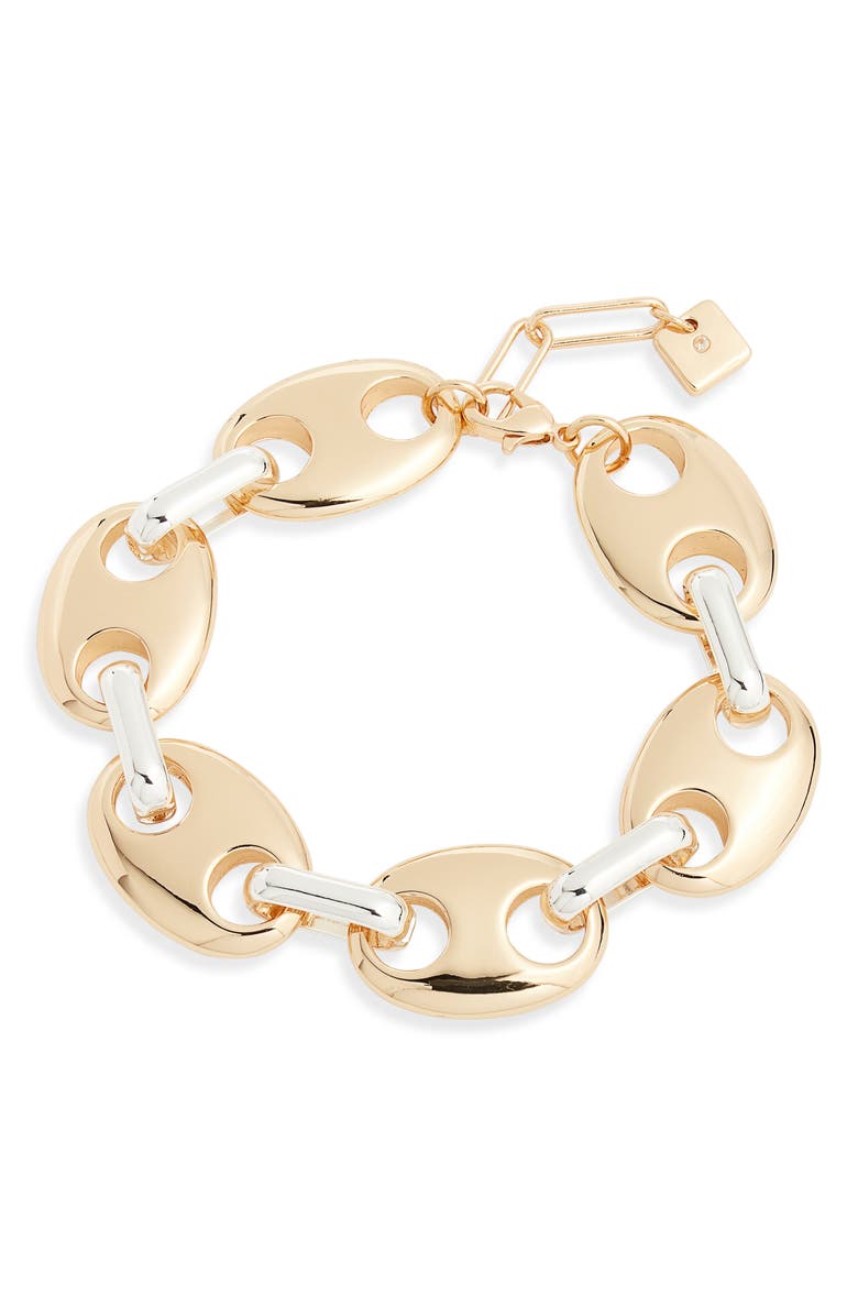 Open Edit Puffy Mariner Link Bracelet, Main, color, Silver- Gold