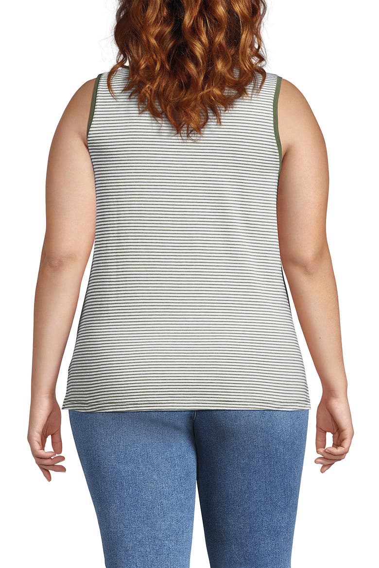 Plus Size Supima Cotton Crew Neck Tank, Alternate, color, Sage Micro Stripe