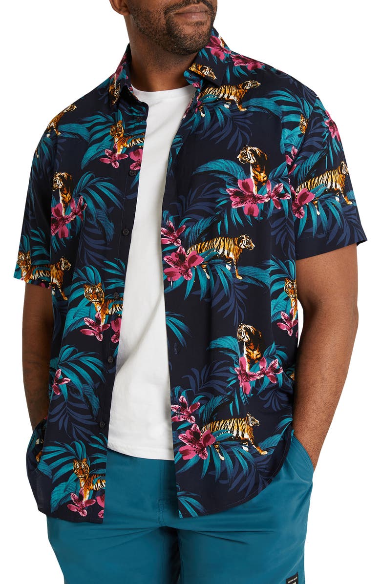 Johnny Bigg Jungle Print Short Sleeve Button-Up Shirt, Main, color, 