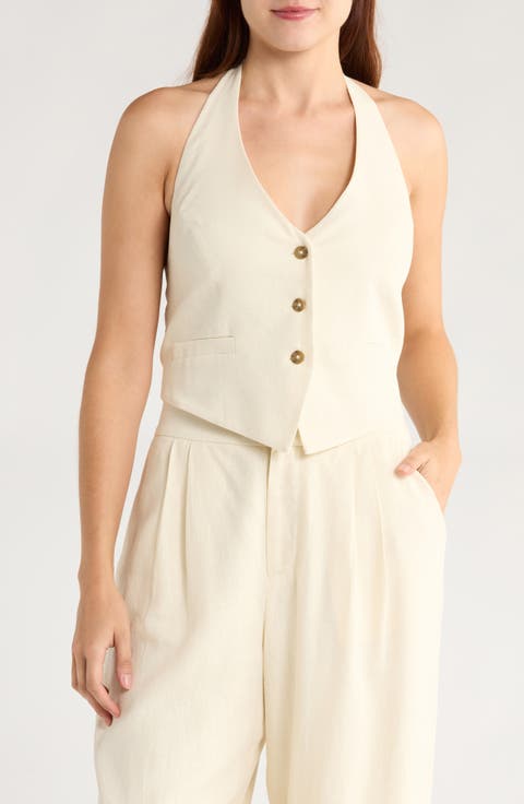 Halter Linen Blend Vest
