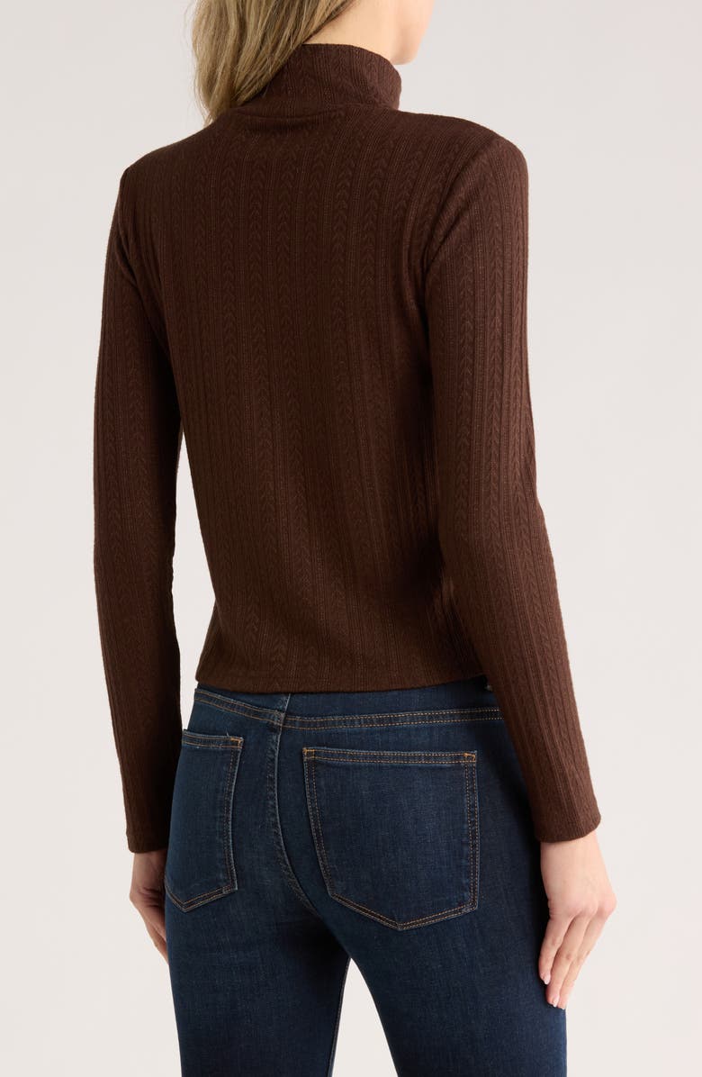 JASON WU Mock Neck Long Sleeve Crop Top, Alternate, color, Chocolate Brown