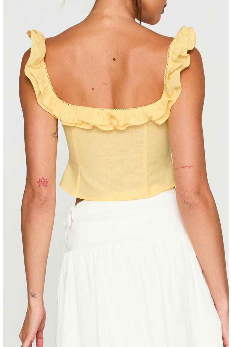 Isadoria Ruffle Trim Cotton & Linen Tank, Alternate, color, YELLOW