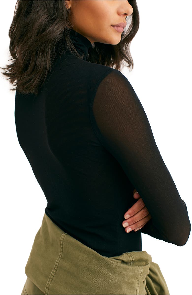 Free People Double Layer Mesh Turtleneck Top, Alternate, color, 