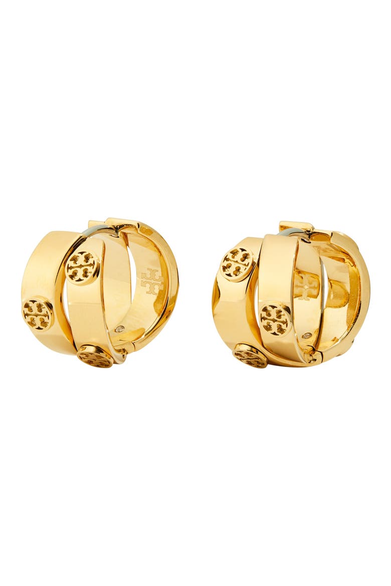 Miller Icon Double Huggie Hoop Earrings, Main, color, TORY GOLD