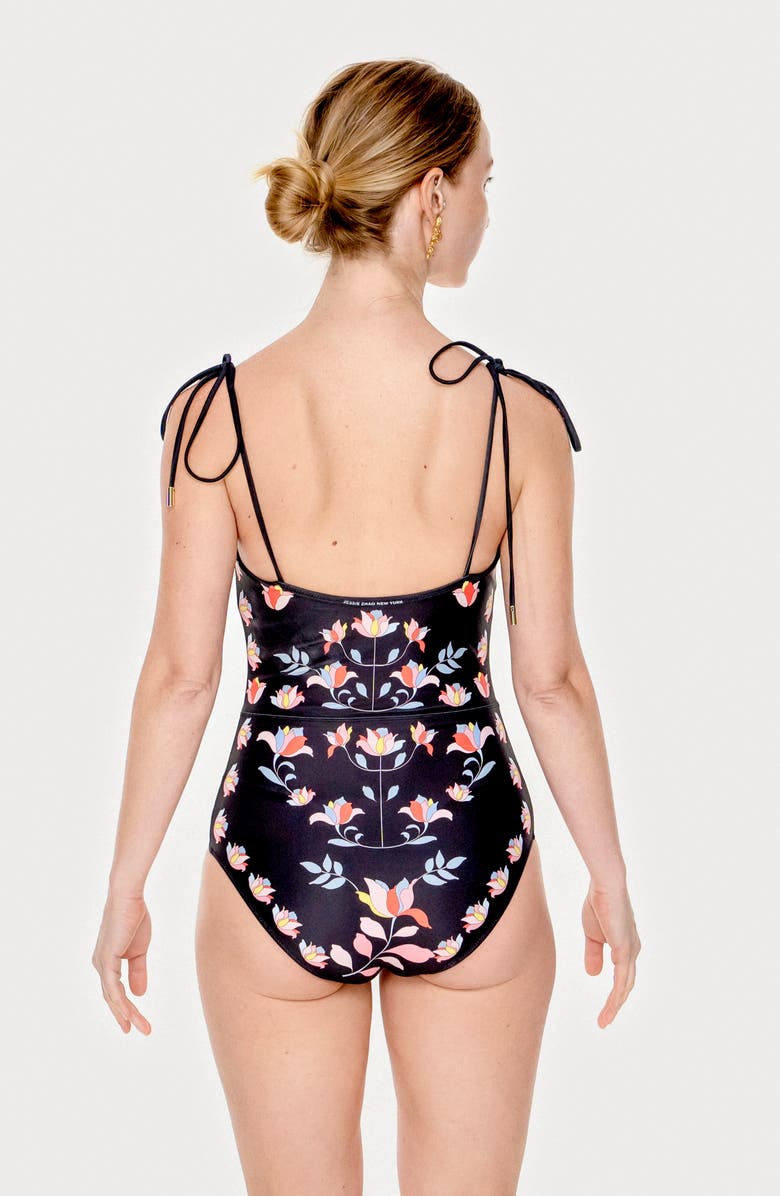 Jessie Zhao New York Midnight Garden Reversible One-Piece Swimsuit, Alternate, color, Black