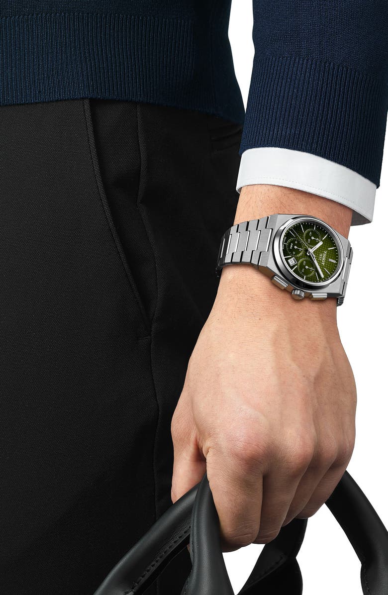 Tissot PRX Chronograph Bracelet Watch, 42mm, Alternate, color, Green