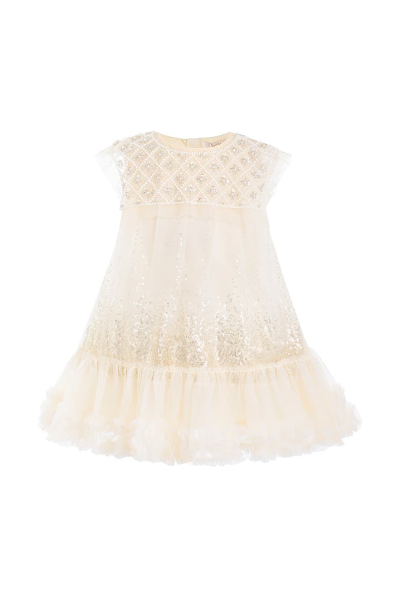 Renoria Lace Sparkle Dress, Main, color, Beige