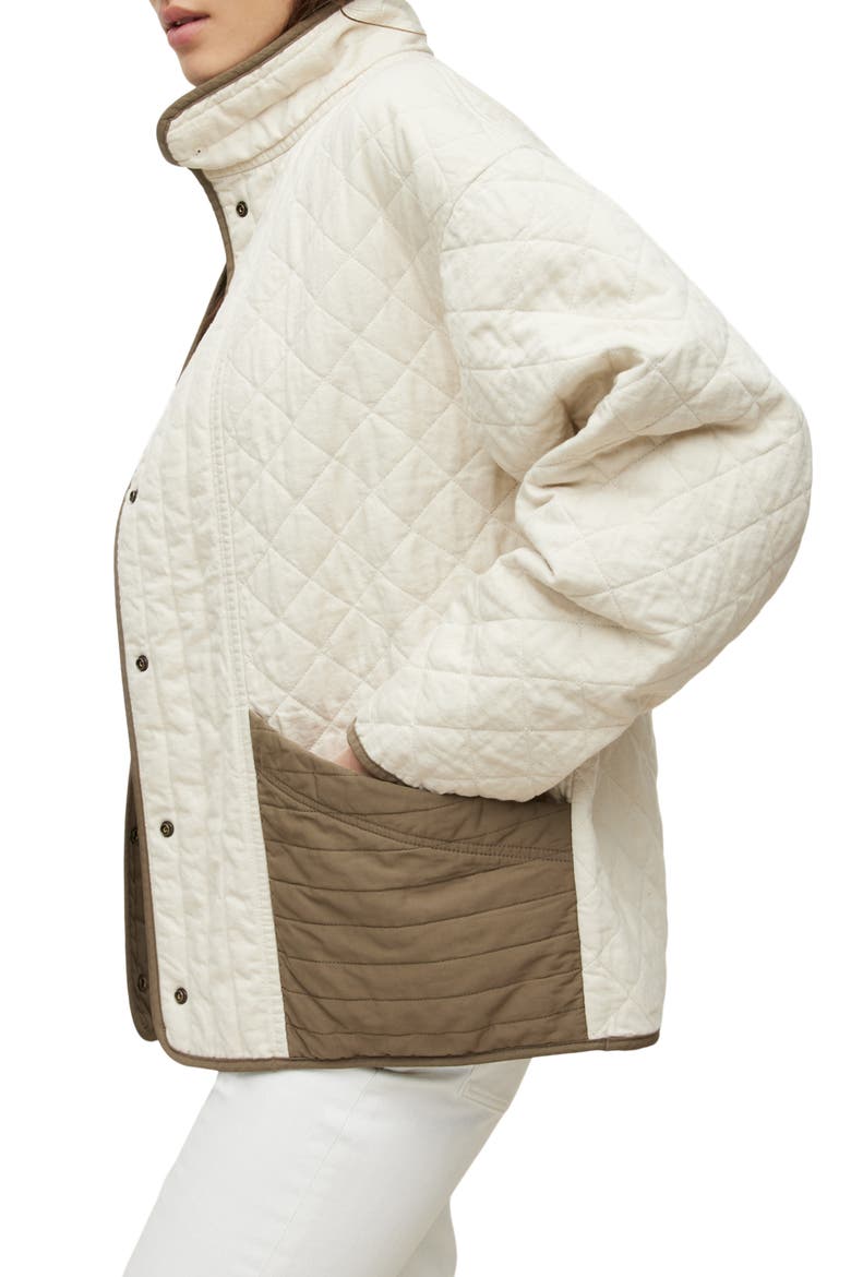 Madison Reversible Quilted Cotton Jacket, Alternate, color, WHITE/ KHAKI