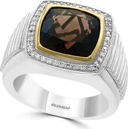 EFFY Men's Diamond & Smoky Quartz Signet Ring