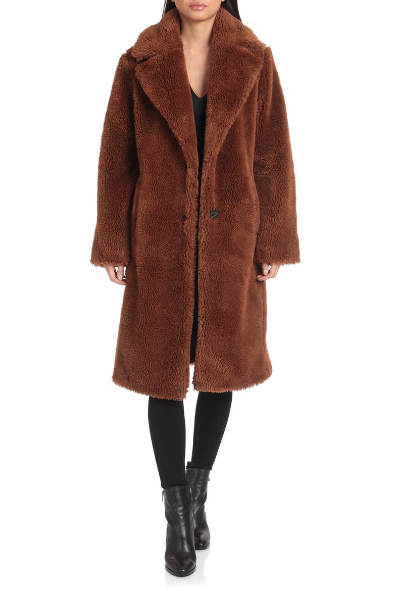 Teddy Faux Fur Coat, Main, color, CHOCOLATE