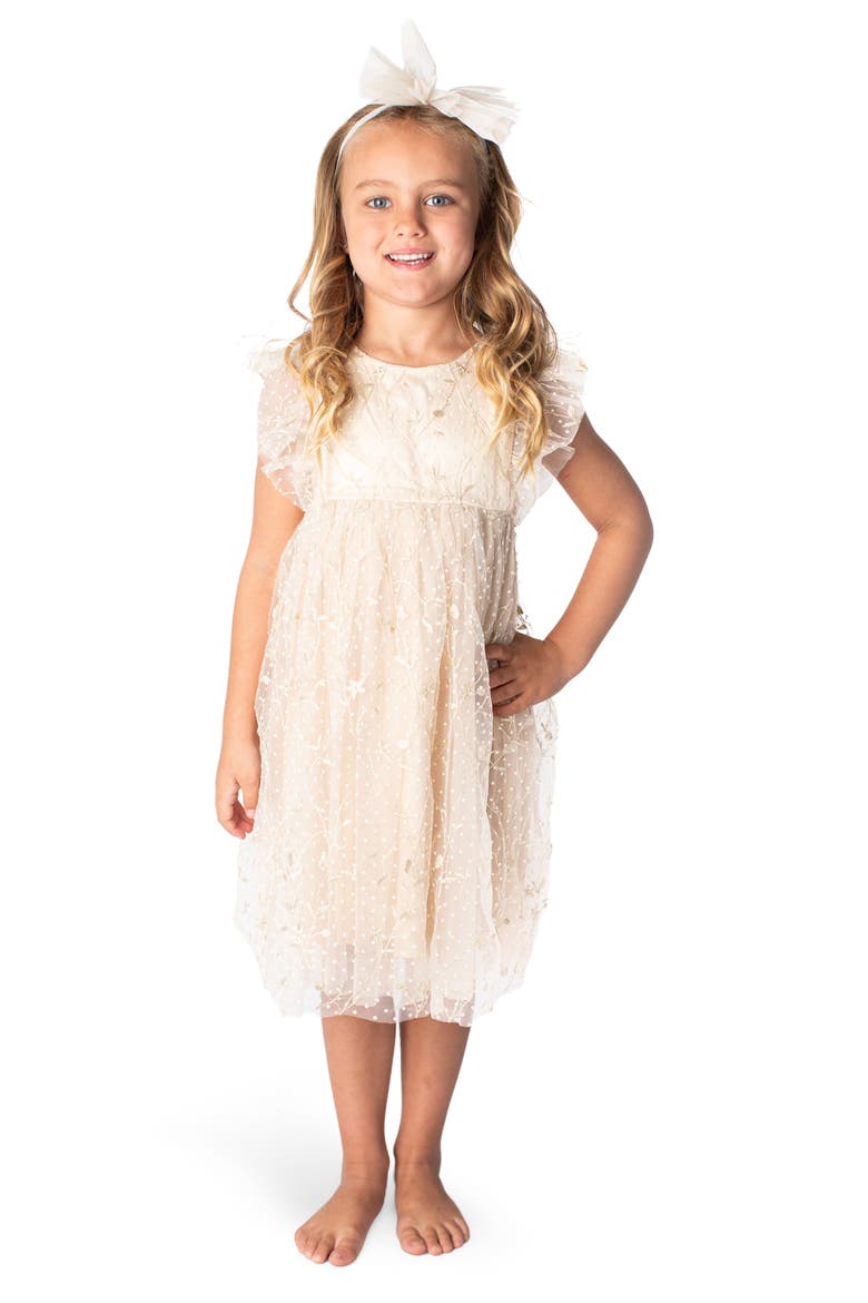 Floral Embroidered Ruffle Babydoll Dress, Main, color, IVORY