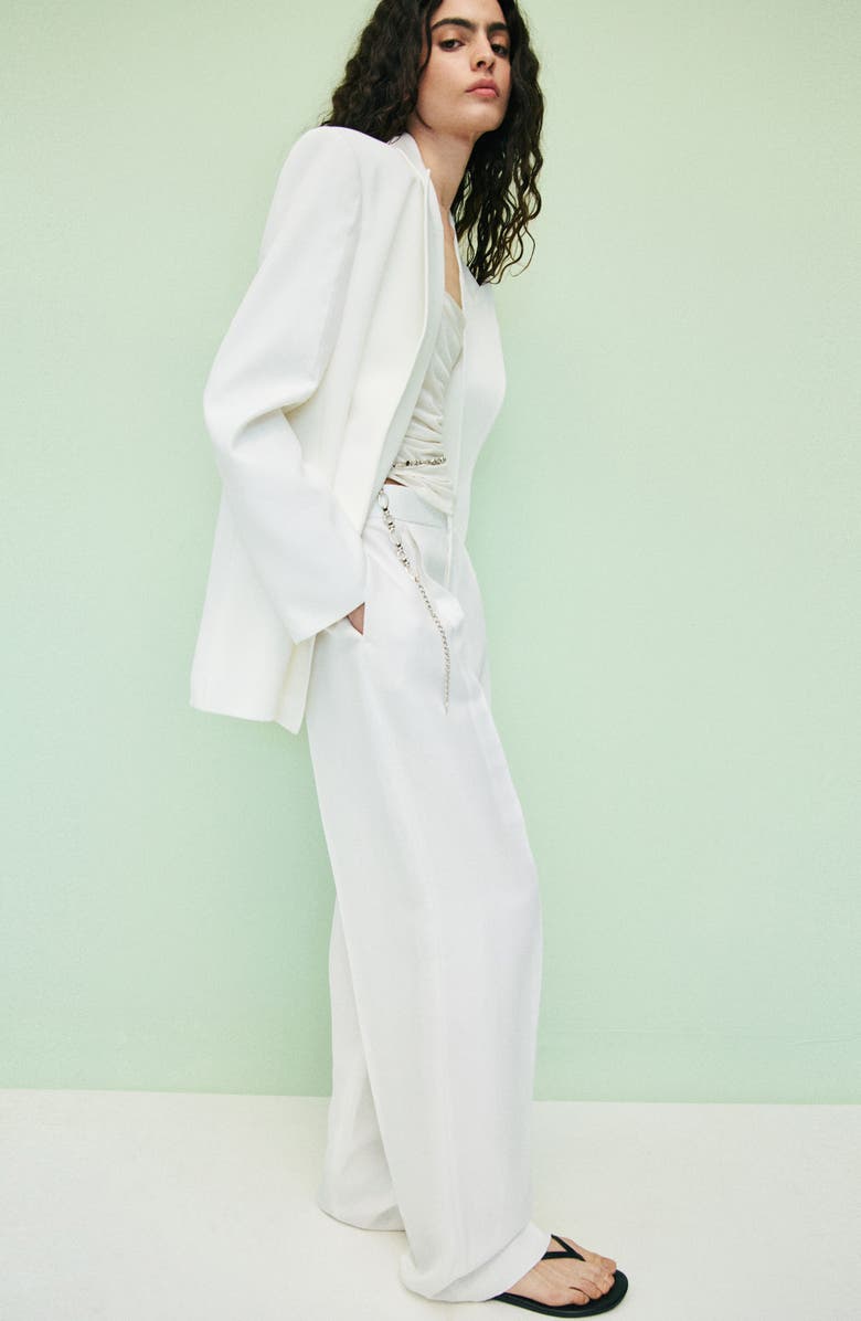 MANGO Pleated Straight Leg Pants, Alternate, color, White