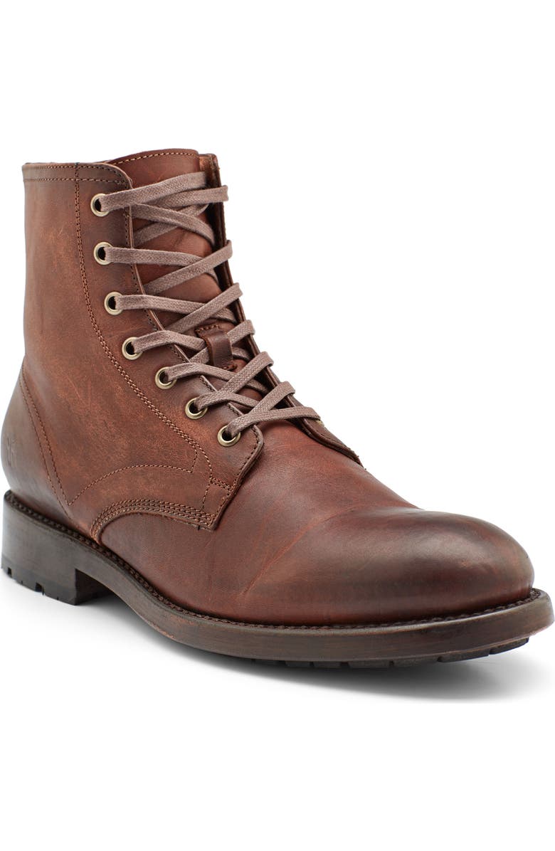 Frye Bowery Lace-Up Boot, Main, color, Cognac