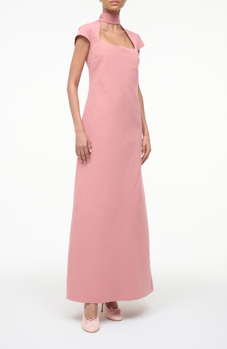 STAUD Ingrid Scarf Cap Sleeve A-Line Dress, Alternate, color, Rosewater