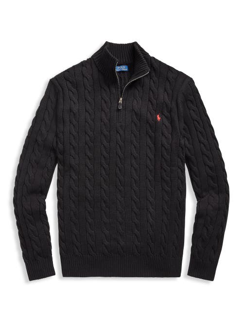 Polo Ralph Lauren Ralph Lauren Huntsman Blue Cotton Cable-knit Sweater In Polo Black