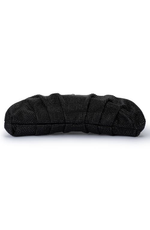 Olga Berg Aria Gathered Satin Frame Clutch In Black