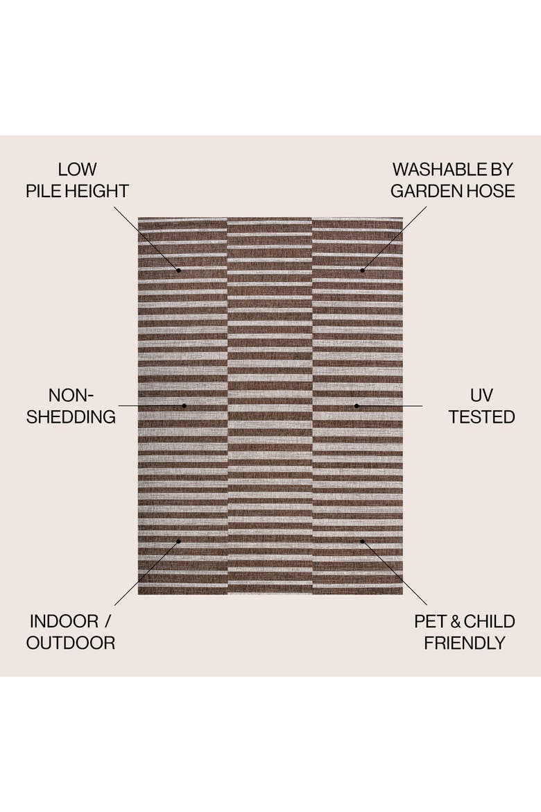 Sukie Modern Offset Stripe Indoor/Outdoor Area Rug, Alternate, color, Brown/Beige