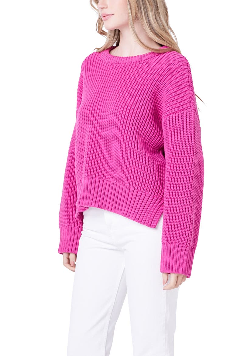 Oversize Rib Sweater, Alternate, color, MAGENTA