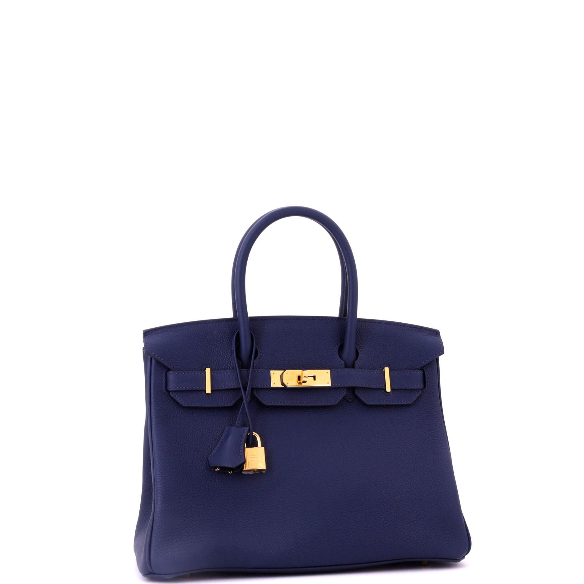 Pre-Owned Hermes Birkin Handbag Blue Togo with Gold Hardware 30, Alternate, color, 