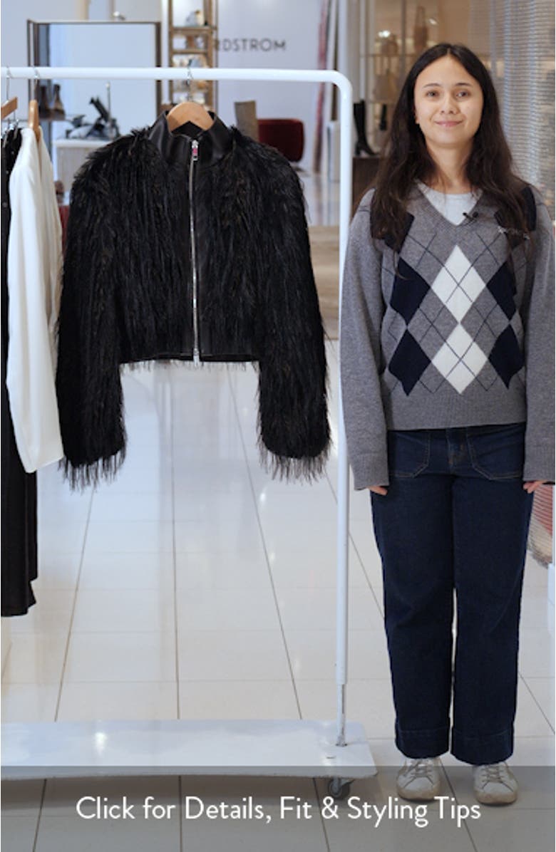 Cecool Faux Leather & Faux Fur Crop Jacket, sales video thumbnail